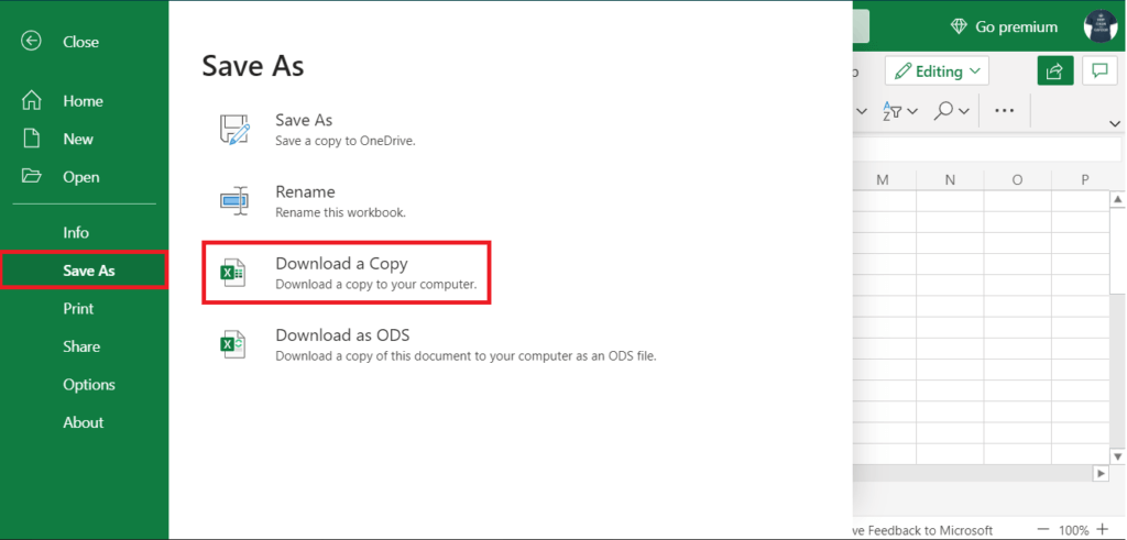 Click-on-Save-As-and-from-the-options-that-follow-select-Download-a-Copy.-1024x491-1 إصلاح خطأ استرجاع البيانات. انتظر بضع ثوان وحاول القص أو النسخ مرة أخرى في Excel