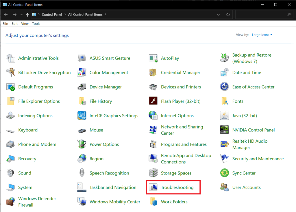 Control-Panel-Troubleshooting-1024x734-1 إصلاح عدم اتصال سطح المكتب البعيد في Windows 10