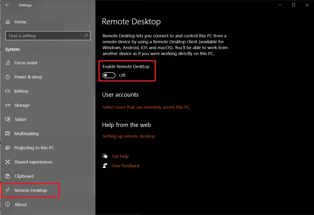 Enable-Remote-Desktop-1024x704-1 إصلاح عدم اتصال سطح المكتب البعيد في Windows 10