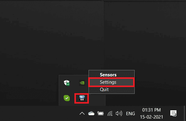 From-the-Taskbar-Tray-Right-Click-on-the-‘HWiNFO-Application-and-then-select-‘Settings. كيفية إظهار درجة حرارة وحدة المعالجة المركزية ووحدة معالجة الرسومات على شريط المهام