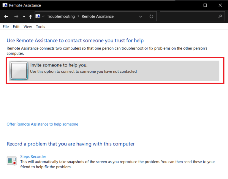 Invite-someone-to-help-you-768x603-1 إصلاح عدم اتصال سطح المكتب البعيد في Windows 10