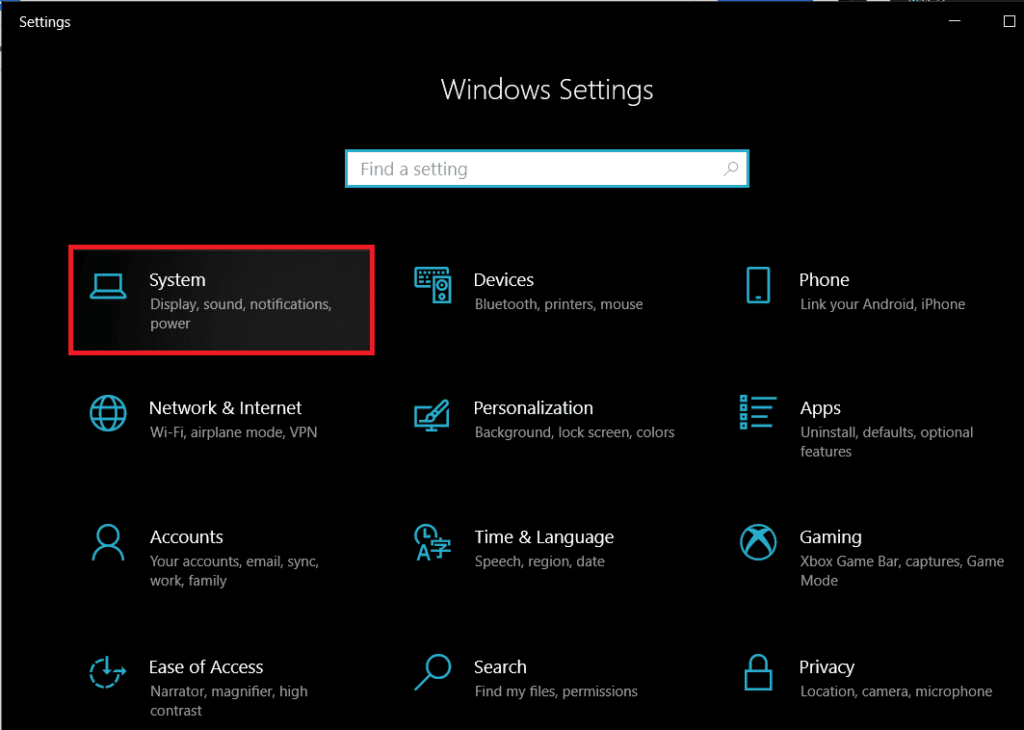 Open-Windows-Settings-and-click-on-System-1024x730-1 إصلاح عدم اتصال سطح المكتب البعيد في Windows 10