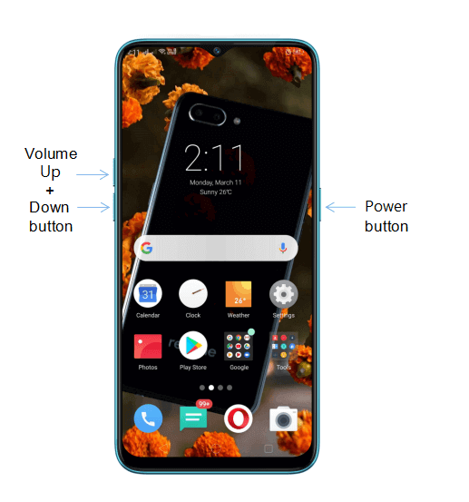 Press-and-hold-the-power-button-as-well-as-the-volume-up-and-volume-down-buttons. إصلاح شاشة اللمس لا تستجيب على هاتف Android