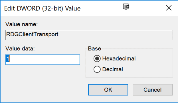 Rename-the-value-to-RDGClientTransport.- إصلاح عدم اتصال سطح المكتب البعيد في Windows 10
