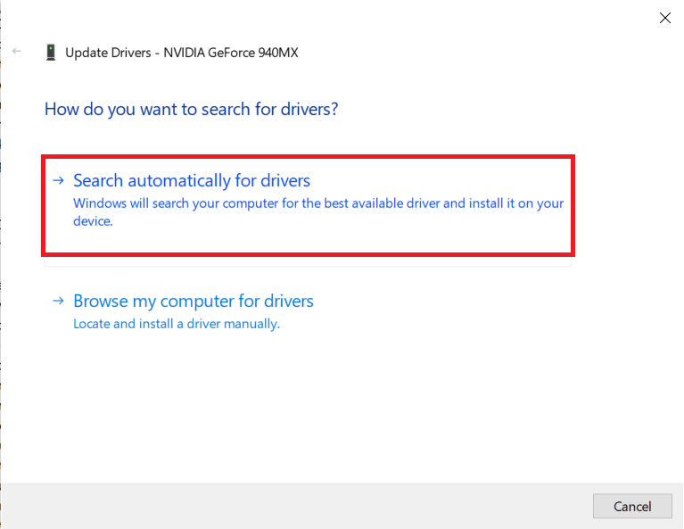Select-Search-automatically-for-drivers-and-let-Windows-look-for-updated-drivers.- كيفية إصلاح مشكلات عدم فتح عميل League of Legends