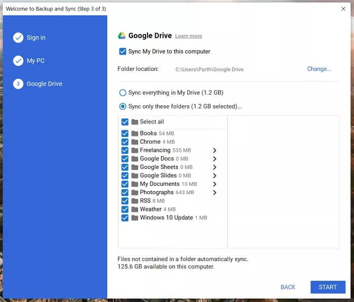 backup-and-sync-select-folders_935adec67b324b146ff212ec4c69054f النسخ الاحتياطي والمزامنة مقابل تدفق الملفات: أي البرامج أفضل لإدارة ملفات Google Drive