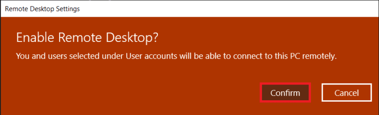 simply-click-on-Confirm.-768x233-1 إصلاح عدم اتصال سطح المكتب البعيد في Windows 10