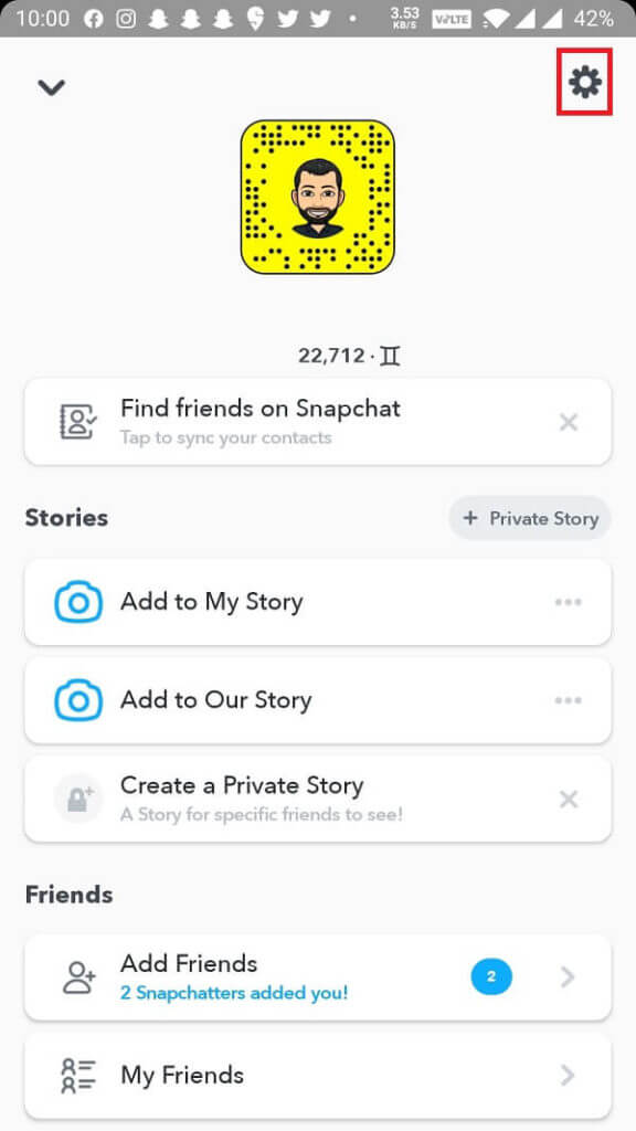 tap-on-the-cogwheel-settings-icon-that-appears-on-the-other-corner-to-access-Snapchat-settings.-576x1024-1 إصلاح عدم عمل إشعارات Snapchat