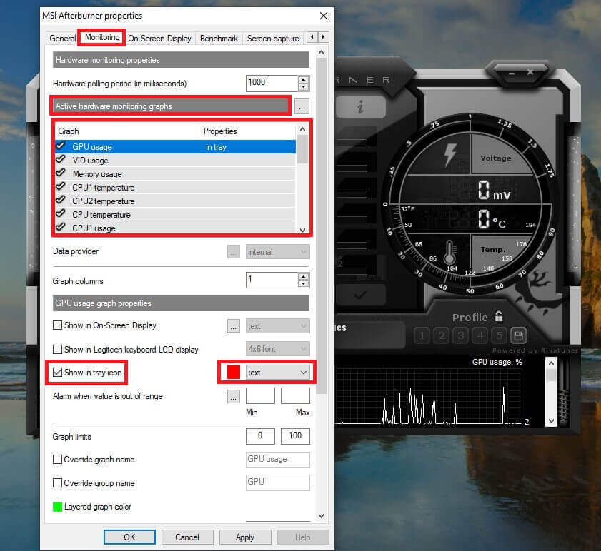 tweak-the-graphs-you-are-interested-in-pinning-on-your-taskbar.-1 كيفية إظهار درجة حرارة وحدة المعالجة المركزية ووحدة معالجة الرسومات على شريط المهام