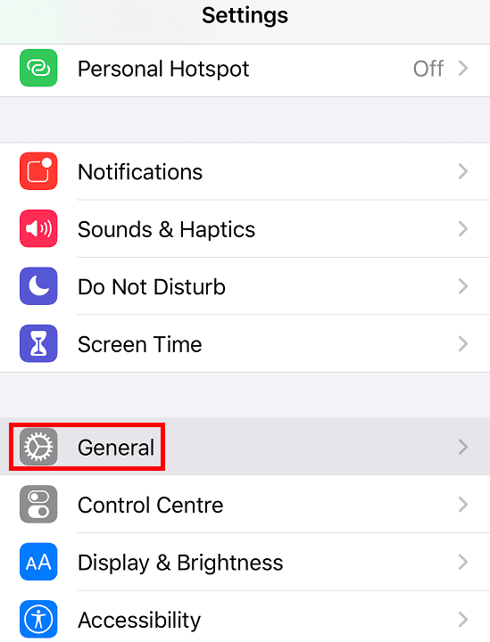 under-settings-click-on-the-General-option. إصلاح عدم عمل إشعارات Snapchat