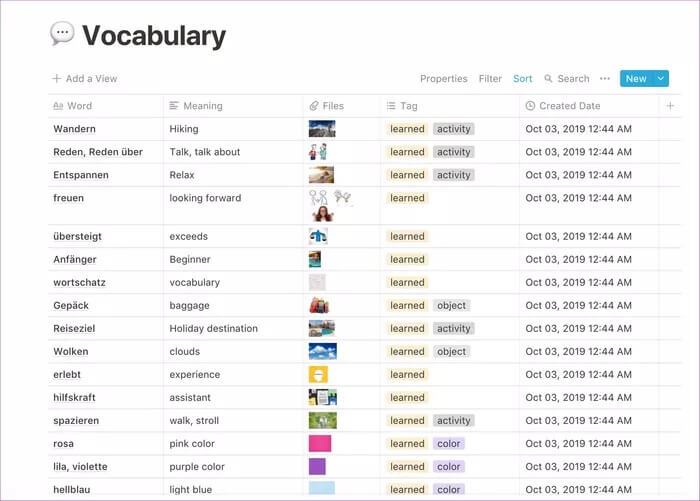 vocabulary-notion_935adec67b324b146ff212ec4c69054f أفضل 10 قوالب Notion للكتاب