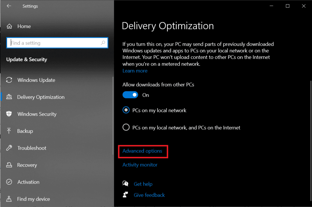 Advanced-options-under-Delivery-Optimization-1024x680-1 كيفية إصلاح مشكلة بطئ التنزيل لمتجر Microsoft؟