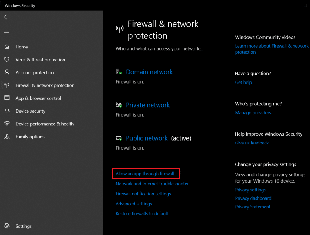 Click-on-the-Allow-an-app-through-the-firewall-hyperlink-1024x776-1 7 طرق لإصلاح خطأ اتصال عدم وجود في المسار Discord RTC