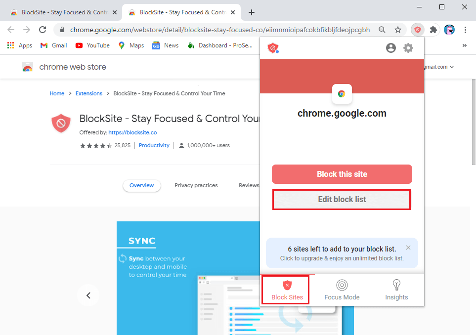 Click-on-the-BlockSite-extension-andthen-click-on-the-edit-block-list. كيفية حظر موقع ويب وإلغاء حظره على Google Chrome