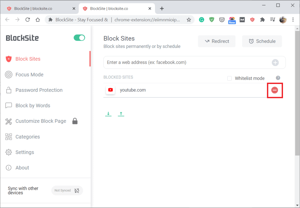 Click-on-the-Remove-button-in-order-to-remove-the-website-from-the-Block-list-1024x711-1 كيفية حظر موقع ويب وإلغاء حظره على Google Chrome