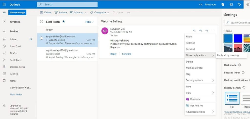 Click-on-‘Actions-on-the-Message-tab.-1024x489-1 كيفية التراجع عن ارسال بريد إلكتروني في Outlook؟