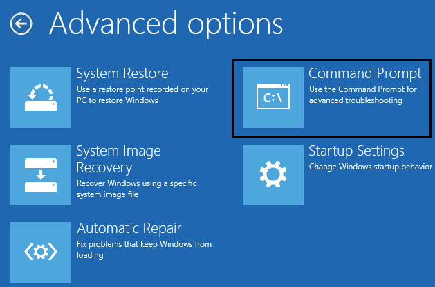 Command-prompt-from-advanced-options إصلاح: ملف بيانات تهيئة التمهيد لا يحتوي على معلومات صحيحة
