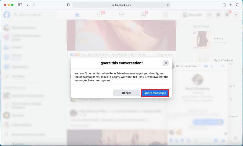 Confirm-your-choice-by-tapping-on-ignore-messages.-1024x616-1 كيفية تجاهل وإلغاء تجاهل الرسائل على Messenger