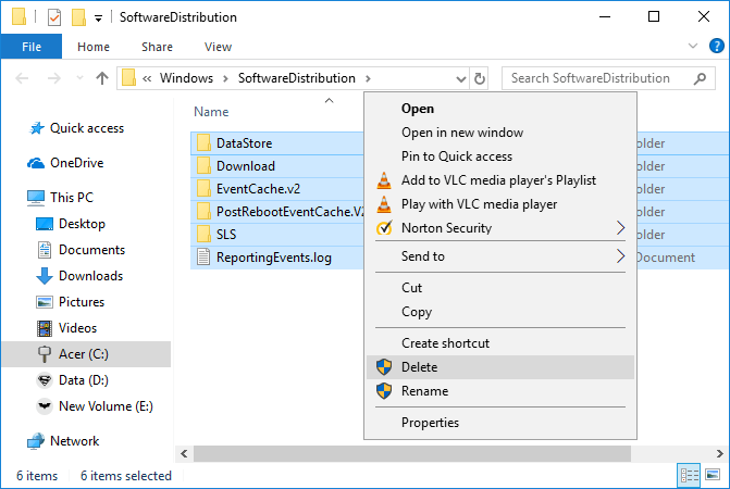 Delete-all-the-files-and-folders-under-SoftwareDistribution كيفية إصلاح مشكلة بطئ التنزيل لمتجر Microsoft؟