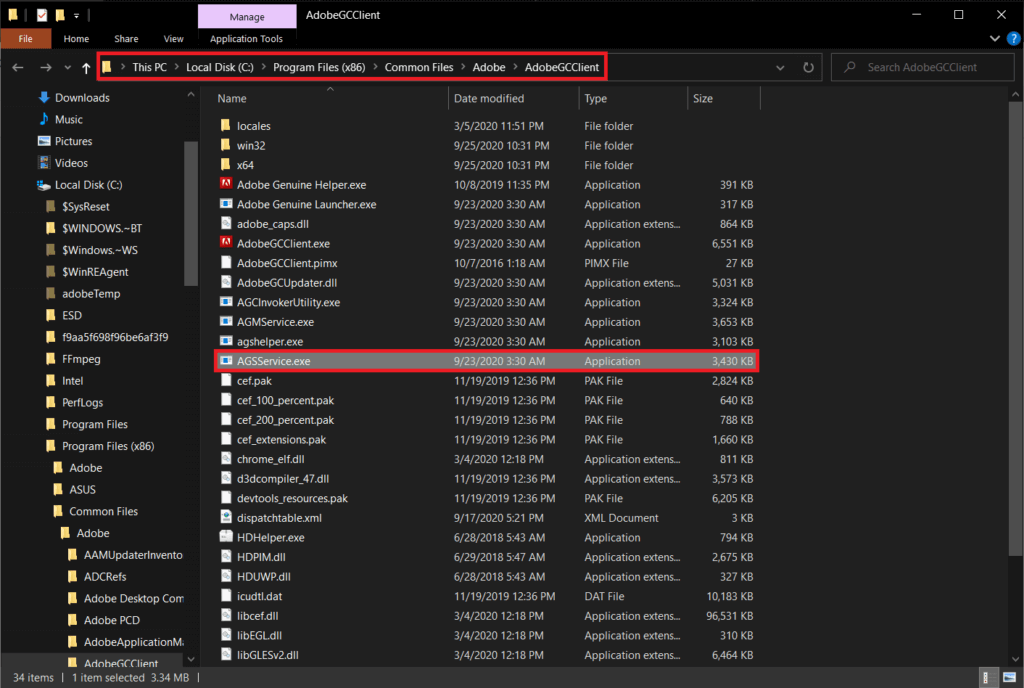 Delete-the-AdobeGCIClient-folder-opened-in-step-4-1024x688-1 إصلاح خطأ برامج Adobe التي تستخدمها غير أصلية