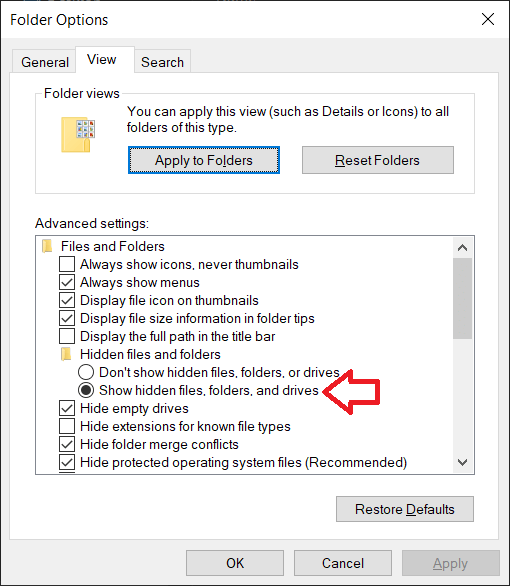 Double-click-on-Hidden-files-and-folders-to-open-a-sub-menu-and-enable-Show-hidden-files-folders-or-drives كيفية حظر موقع ويب وإلغاء حظره على Google Chrome