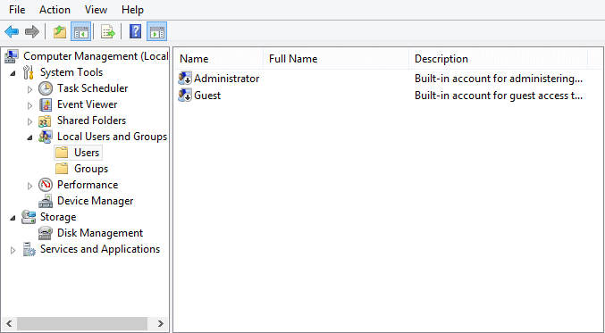 Expand-Local-Users-and-Groups-Local-then-select-Users تمكين أو تعطيل حساب المسؤول على شاشة تسجيل الدخول في Windows 10