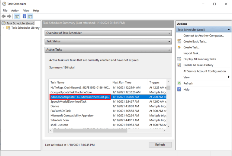 Expand-the-Active-Tasks-list-and-locate-the-AdobeAAMUpdater-task-768x517-1 إصلاح خطأ برامج Adobe التي تستخدمها غير أصلية