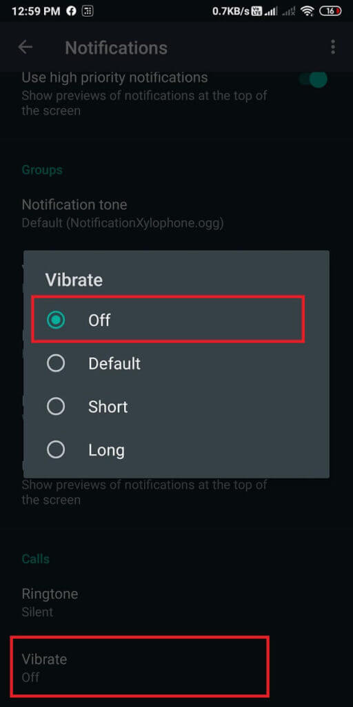 Finally-tap-on-‘Vibrate-and-tap-on-‘Off.-512x1024-1 كيفية كتم صوت مكالمات Whatsapp على Android؟
