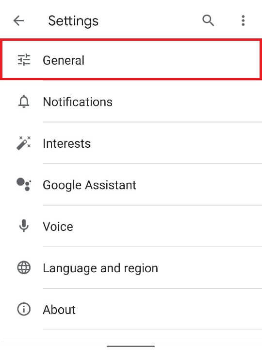 Find-the-option-titled-‘General-and-select-it كيفية تمكين الوضع الداكن في Google Assistant