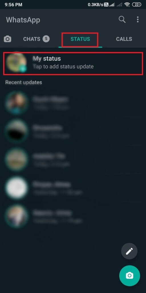 Go-to-the-Status-section-and-tap-on-my-status.-512x1024-1 كيفية نشر أو تحميل مقطع فيديو طويل على حالة Whatsapp؟
