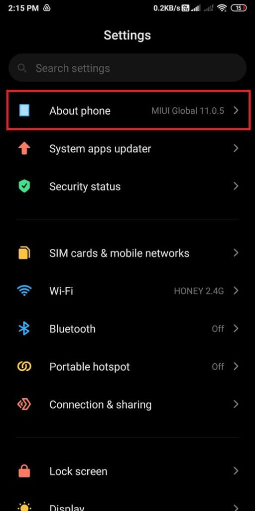 Go-to-the-‘About-phone-512x1024-3 كيفية تمكين مسجل الشاشة المدمج في Android 10