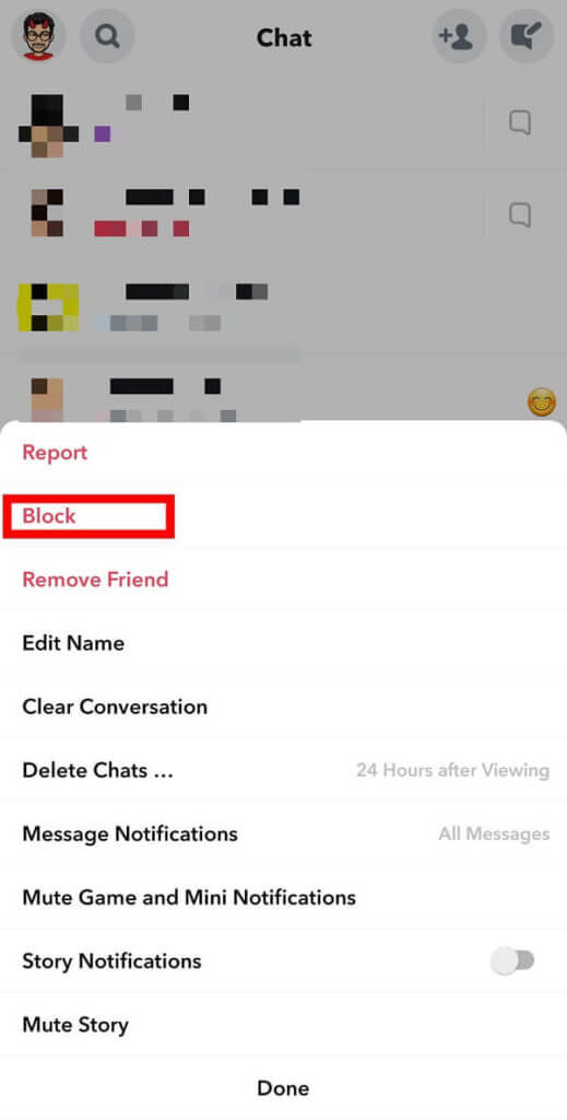 Here-you-need-to-tap-on-Block.-519x1024-1 كيفية التخلص من أفضل الأصدقاء على Snapchat