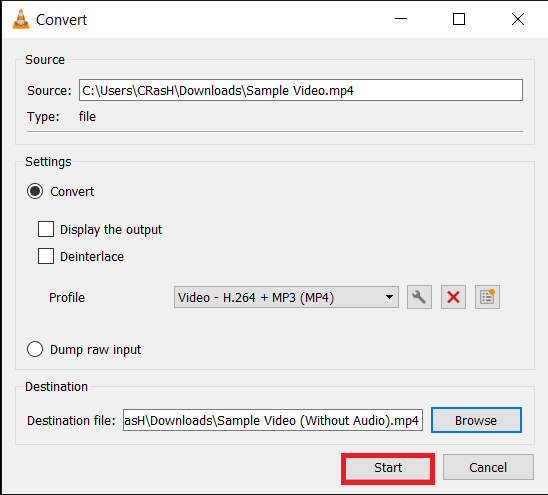 Hit-the-Start-button-to-initiate-the-conversion. 3 طرق لإزالة الصوت من الفيديو في نظام التشغيل Windows 10
