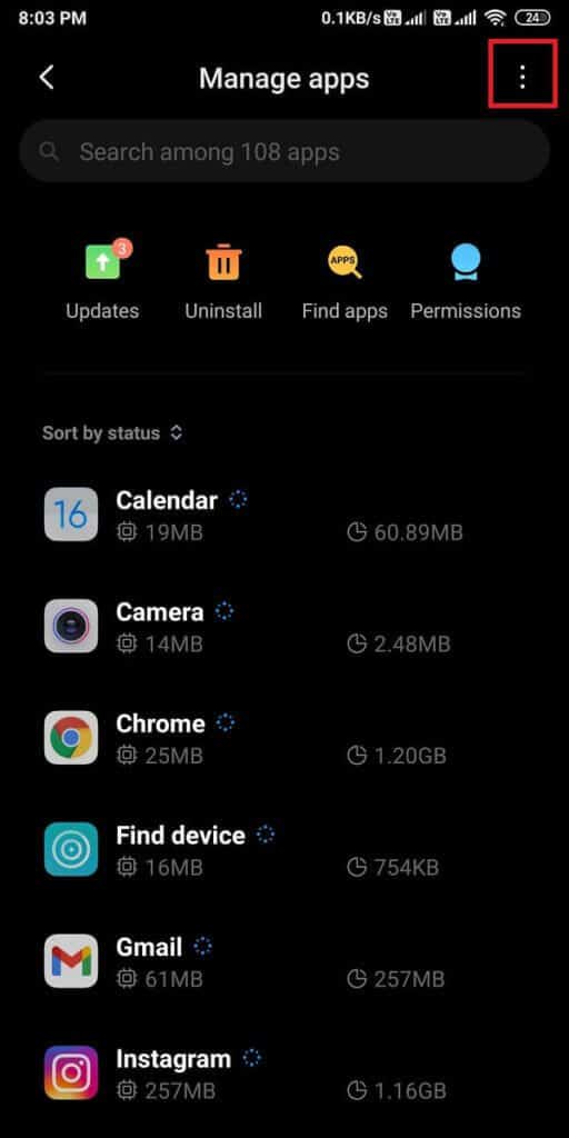 In-manage-Apps-you-have-to-tap-on-three-vertical-dots-512x1024-1 كيفية إصلاح خطأ التطبيق غير المثبت على Android