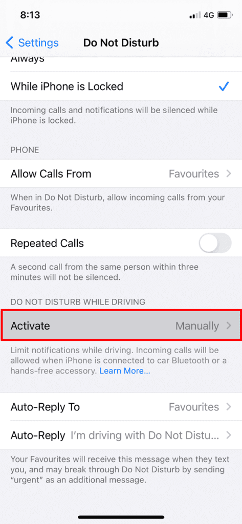 In-the-DND-section-locate-and-tap-on-Activate-473x1024-1 كيفية الرد التلقائي على الرسائل النصية على iPhone