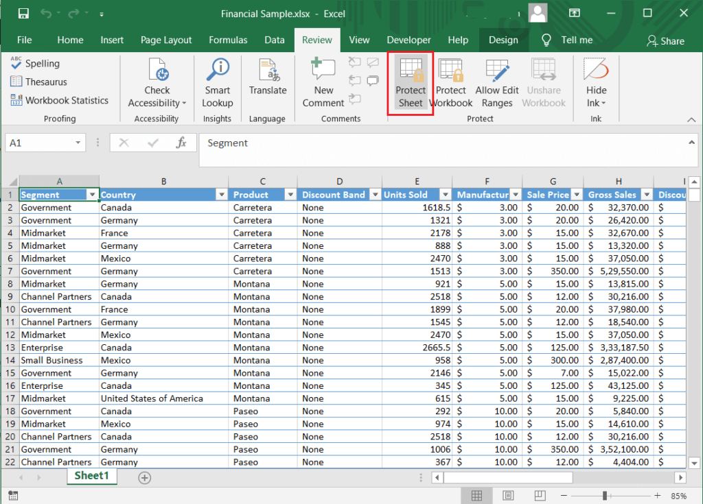 In-the-Review-Tab-click-on-Protect-Sheet-button-1024x735-1 كيفية قفل أو فتح الخلايا Cells في Excel؟
