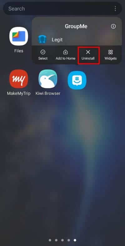 Long-press-on-the-app-icon-and-tap-on-the-Uninstall-option.-519x1024-1 كيفية إصلاح مشكلة فشل إضافة أعضاء على GroupMe