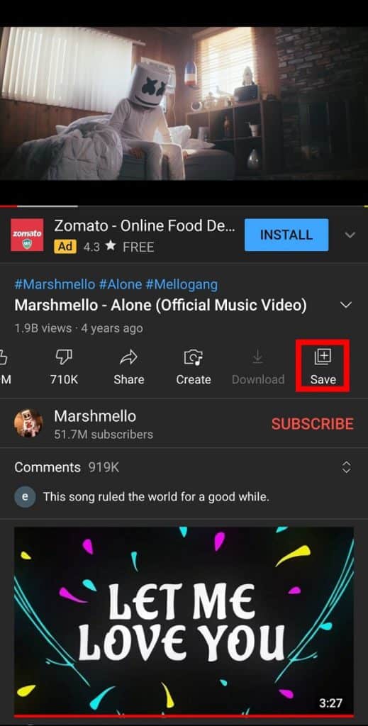 Long-press-the-icon-and-get-the-video-519x1024-1 كيفية وضع فيديو يوتيوب YouTube على التكرار على سطح المكتب أو الهاتف المحمول