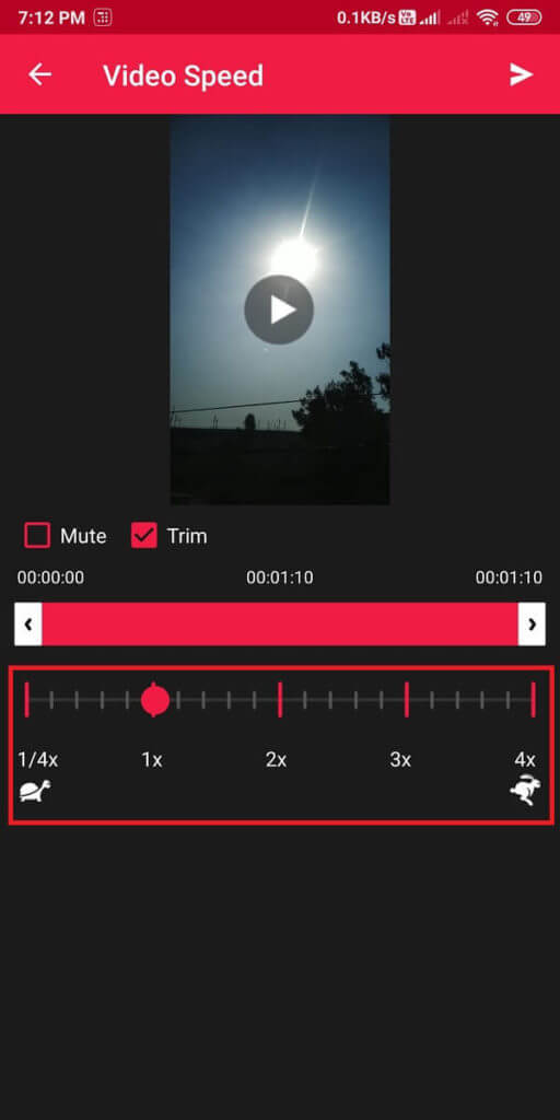 Now-set-the-speed-by-using-the-slider-at-the-bottom.-512x1024-1 كيفية تسجيل مقاطع فيديو بطيئة الحركة على أي هاتف يعمل بنظام Android؟