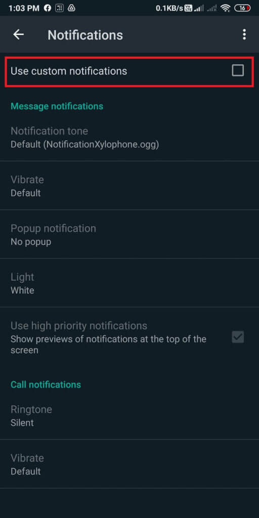 Now-you-have-to-tick-the-checkbox-for-the-option-‘Use-custom-notifications-at-the-top-of-the-screen.-512x1024-1 كيفية كتم صوت مكالمات Whatsapp على Android؟