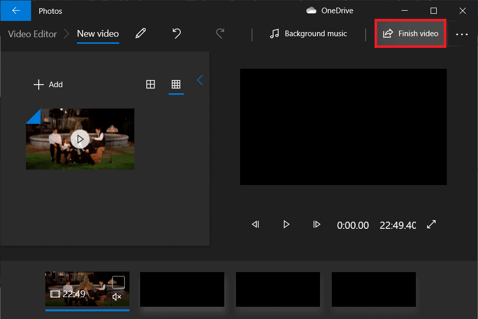 On-the-top-right-corner-click-on-Finish-video. 3 طرق لإزالة الصوت من الفيديو في نظام التشغيل Windows 10