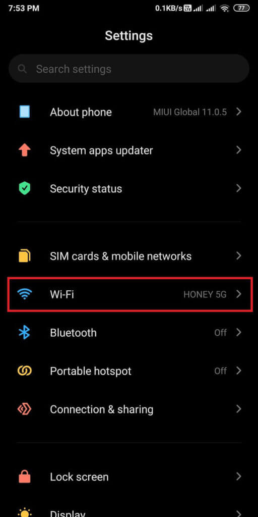 Open-Settings-on-your-Android-device-and-tap-on-Wi-Fi-to-access-your-Wi-Fi-network.-512x1024-1 كيفية إخفاء عنوان IP الخاص بك على Android