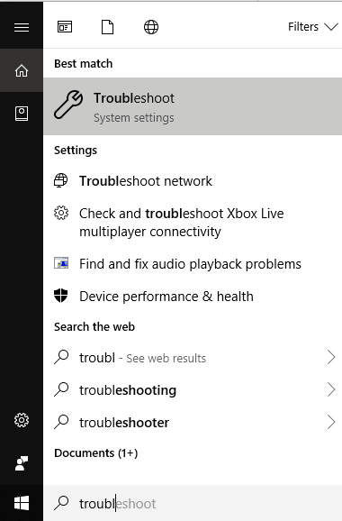 Open-Troubleshoot-by-searching-for-it-using-search-bar-and-can-access-Settings كيفية إصلاح مشكلة بطئ التنزيل لمتجر Microsoft؟