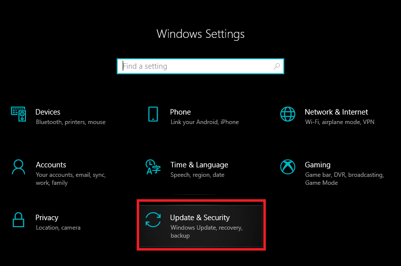 Press-Windows-Key-I-to-open-Settings-then-click-on-Update-Security-1 7 طرق لإصلاح خطأ اتصال عدم وجود في المسار Discord RTC