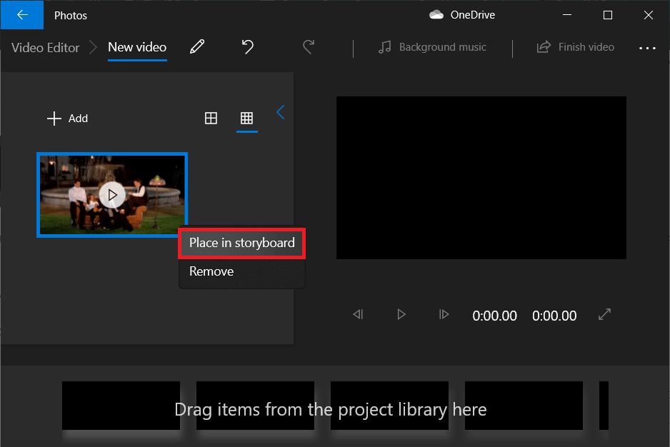Right-click-on-the-imported-file-and-select-Place-in-Storyboard 3 طرق لإزالة الصوت من الفيديو في نظام التشغيل Windows 10