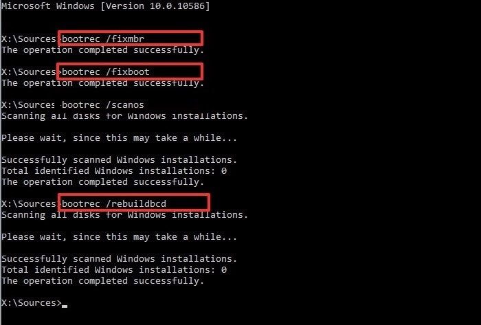 Run-the-following-commands-one-after-the-other إصلاح: ملف بيانات تهيئة التمهيد لا يحتوي على معلومات صحيحة