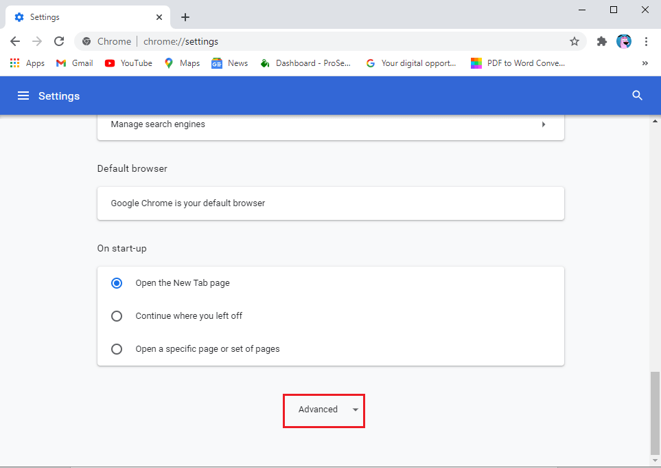 Scroll-down-and-click-on-Advanced.- كيفية حظر موقع ويب وإلغاء حظره على Google Chrome