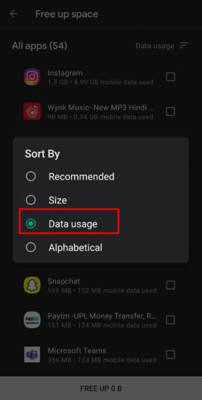 Select-Data-usage-from-the-available-options-519x1024-1 كيفية تحرير مساحة التخزين الداخلية على هاتف Android