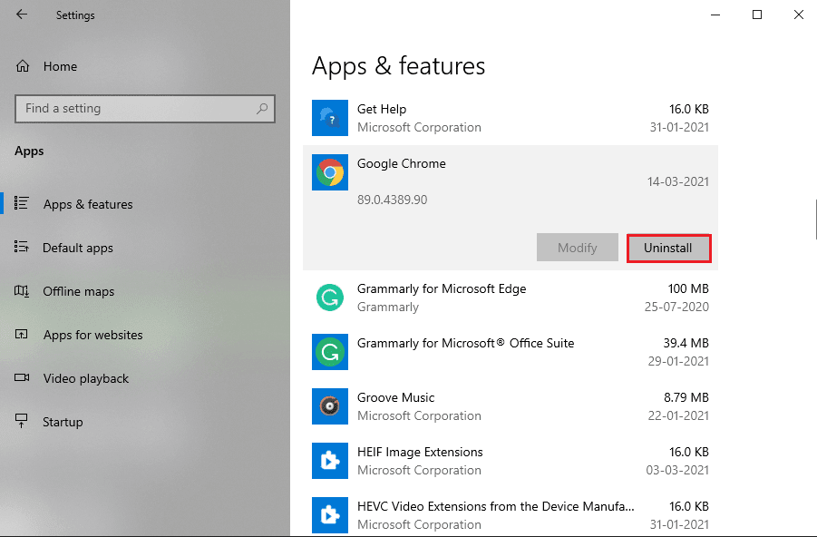 Select-Google-Chrome-and-tap-on-Uninstall كيفية إصلاح مشكلة عدم وجود صوت في Google Chrome