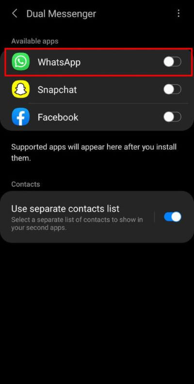 Select-WhatsApp-and-tap-on-the-button-adjacent-to-the-option.-519x1024-1 كيفية استخدام WhatsApp بدون رقم هاتف